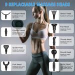 Massage Gun, Muscle Massage Gun for Athletes Handheld Electric Deep Tissue Back Massager, Percussion Massage Device for Pain Relief with 30 Speed Levels 9 Heads Black pcs - Image 5