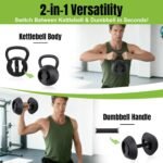 2-in-1 Adjustable Kettlebell, 15-45 LB Kettlebells Weight Set with Wide Grip, 4.8-30 LB Dumbbell Weights for Home Gym Strength Training - Image 3