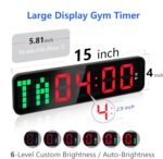Gym Timer - Large Digital Gym Clock Wall with Interval Time Progress Bar, Countdown/Up Stopwatch, Remote Control for Home Gym Garage Boxing Crossfit - Image 4