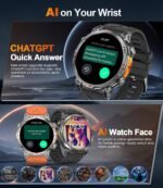 Military Smart Watches for Men GPS, 1.56" AMOLED Screen Bluetooth Call, Smartwatch for Android Phones and iPhone, 100+ Sport Modes, 3ATM Waterproof Smart Watch with Compass - Image 7