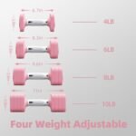 20LB Adjustable Dumbbell Set, 10lb Dumbbells Set of 2, 5 in 1 Free Weights Set, Each 4lb 6lb 8lb 10lb for Women & Men for Home Gym Exercise Workout Strength Training Equipment - Image 5