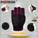 MOREOK Workout Gloves Padded Weight Lifting Gloves for Men/Women, [3MM Gel] Fingerless Grip Gym Gloves Fitness Gloves for Exercise,Hanging,Weightlifting, Cycling, Pull ups, Rowing - Image 5