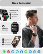 ENOMIR Smart Watch for Men Women(Answer/Make Call), Alexa Built-in,Fitness with Heart Rate SpO2 Sleep Monitor 100 Sports 5ATM Waterproof Activity Trackers and iOS&Android Phones, Black - Image 3