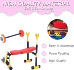 Kids Fitness Exercise Equipment, Adjustable Barbell Toy Set, Bench And Leg Press Weight Bench for Beginner Exercise, Boys and Girls Exercises Ages 3-12 Year Old - Image 6