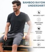 DAVID ARCHY Men's Undershirt Bamboo Rayon Moisture-Wicking V-Neck T-Shirts Stretch Tees for Men, 3 or 5 Pack - Image 4