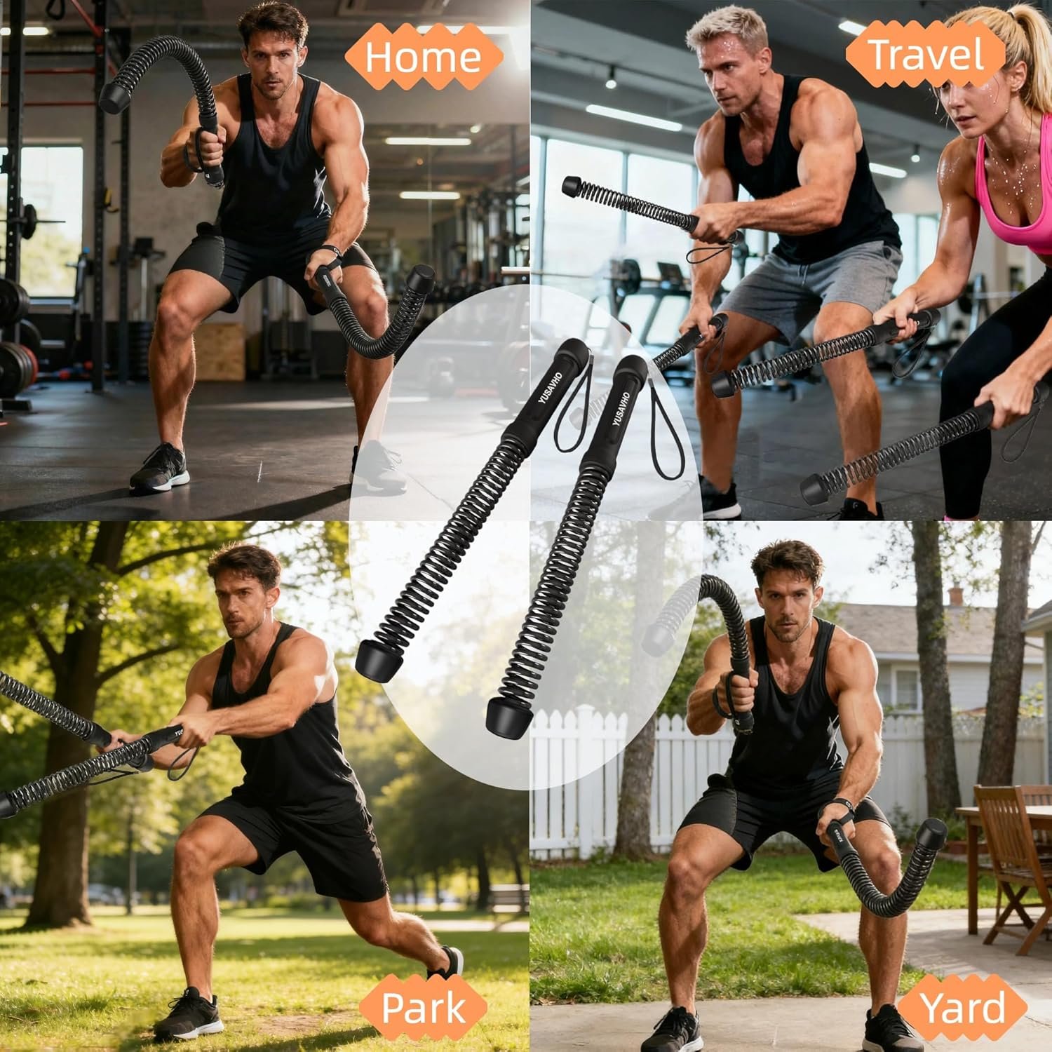 Ropeless Battle Ropes for Home Gym-Portable Cordless Training Rope Fitness Equipment for Men & Women,Weighted Workout Ropes for HIIT,Versatile Exercise Equipment for Home and Travel(Black) - Image 7
