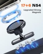 APPS2Car Magnetic Phone Holder for Gym, Alloy Base & Ball Joint, Attach to Metal Surfaces, Dual Magnetic Phone Mount for MagSafe iPhone 12-17 Series - Image 3