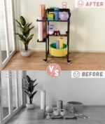 Yoga Mat Storage Rack with Wheels, 3 Tier Home Gym Workout Equipment Organizer for Dumbbells, Kettlebells, Foam Rollers - Image 3