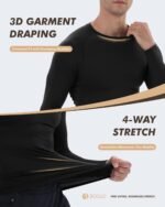 5 Pack Long Sleeve Compression Shirts for Men - Black Quick Dry Workout Base Layer Undershirt Top for Athletic Gym Running - Image 4
