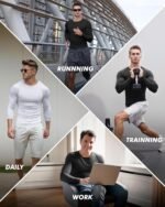 5 Pack Long Sleeve Compression Shirts for Men - Black Quick Dry Workout Base Layer Undershirt Top for Athletic Gym Running - Image 6