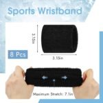 8 Pcs Sports Wrist Sweat Bands for Men & Women， Absorbent Wrist Sweatbands Tennis Wristbands, Elastic Wrist Bands for Sweat for Basketball Tennis Football Gym Running Working Out - Image 3