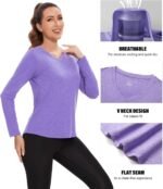 7 Pack Womens Long Sleeve Athletic Shirts UV Sun Protection UPF 50+ Quick Dry Workout Running Tops V Neck - Image 3