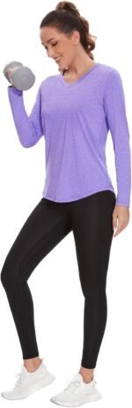 7 Pack Womens Long Sleeve Athletic Shirts UV Sun Protection UPF 50+ Quick Dry Workout Running Tops V Neck - Image 6