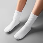 Womens Scrunch Crew Socks: Retro Solid Slouch Mid Calf Socks - Cotton Casual Athletic Socks - Image 4