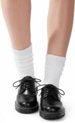 Womens Scrunch Crew Socks: Retro Solid Slouch Mid Calf Socks - Cotton Casual Athletic Socks - Image 6