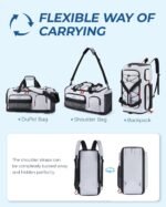 BAGSMART Gym Bag for Women & Men, 35L Sports Travel Duffel Bag with Shoe Compartment，Anti-Theft Carry On Weekender Bag for Airplane, Water Resistant Workout Overnight Backpack for Travel Gym,Grey - Image 5