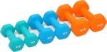 Sporzon! Colored Neoprene Coated Dumbbell Set with Stand, Multiple - Image 3