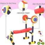 Kids Fitness Exercise Equipment, Weight Bench Set Adjustable Barbell Set, Gym Workout Fitness for Kids Gym Home, Fun Exercise Toy Bench and Leg Press - Image 3