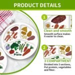 10" 3-Grid Cute Cartoon Portion Control Plate - Melamine, Healthy Nutrition for Weight Loss & Diabetes Management, Ideal for Adults & Teens Kids (2 Pack) - Image 4
