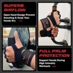 FITNESS FORCE Ventilated Weightlifting Gloves Workout Gloves for Men & Women with Built-in Wrist Wraps Fingerless Gym Gloves for Men Perfect for Exercise Fitness, Weight Lifting, Cross Training - Image 4