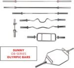 Sunny Health & Fitness Olympic Dumbbell Bar with 2-inch Sleeves, Chrome Finish, Spin-Lock Collars, Optional in Size - Image 9
