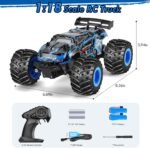 Remote Control Car, 1:18 Scale Rc Cars, All-Terrain RC Truck with LED Light, 20KM/H, Rechargeable, 2WD, 2.4GHz, Sturdy PVC Shell, Remote Control Truck for Boys 4-7 8-12, Beginner - Image 8