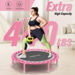 Foldable Mini Trampoline, 40" Rebounder Trampoline for Adults & Kids, 450lbs Capacity with T-Shaped Adjustable Bar, Indoor Fitness Workout Exercise Equipment - Image 3
