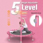 Foldable Mini Trampoline, 40" Rebounder Trampoline for Adults & Kids, 450lbs Capacity with T-Shaped Adjustable Bar, Indoor Fitness Workout Exercise Equipment - Image 4