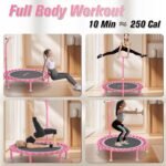 Foldable Mini Trampoline, 40" Rebounder Trampoline for Adults & Kids, 450lbs Capacity with T-Shaped Adjustable Bar, Indoor Fitness Workout Exercise Equipment - Image 6
