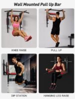 CRYSTAL FIT Multifunctional Wall Mounted Pull Up Bar, Chin Up Bar and Dip Station, Heavy Duty Steel Supports to 440 Lbs, Home Gym Workout Indoor Power Tower Set Training Equipment Fitness - Image 3