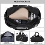 14 inch Small Gym Bag for Women & Men, Mini Duffel Bag for Travel Sports Lightweight Carry On Bag, Black - Image 3