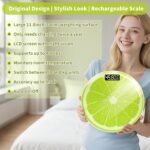 Bathroom Scale for Body Weight,Rechargeable,Up to 400 lb Capacity, No Batteries Required, Unique Lime Slice Design, Large LED Display with Temperature, Auto-On/Off, 12"x12" Body Weight Scale - Image 3