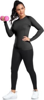 TELALEO 4 Pack Women's Compression Shirt Long/Short Sleeve Performance Workout Baselayer Athletic Top Gym Sports Gear - Image 4