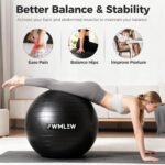 Extra Thick Exercise Yoga Ball, 5-Size Anti-Burst Heavy Duty Stability Gym Ball for Fitness, Core Workout, Pregnancy & Office Chair, Includes Quick Pump - Image 7
