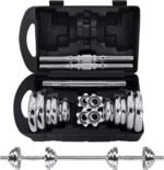 VIVITORY Fitness Dumbbells Set, Adjustable Weight Sets up to 11/22/44/66/110 lbs, with Metal Connecting Rod Used As Barbell, Chromed Weights, Hardcover Gift Box, Home Gym Work Out Training Equipment - Image 3