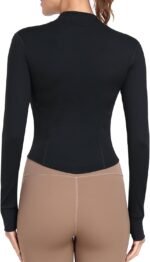Women's Full Zip Lightweight Running Yoga Slim Fit Cropped Bbl Jacket Workout Sportwear With Thumb Holes - Image 5