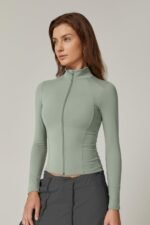 QINSEN Women's Full Zip Athletic Jacket Long Sleeve Double Lined Cropped Active Yoga Tops - Image 4
