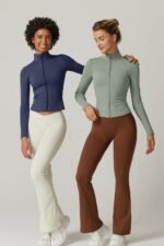 QINSEN Women's Full Zip Athletic Jacket Long Sleeve Double Lined Cropped Active Yoga Tops - Image 5