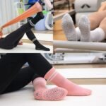 Toes Home Pilates Socks for Women with Non Slip Grippers, Yoga Crew Socks for Barre Hospital Sticky Slipper Socks 4 Pairs - Image 4