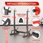 Squat Rack, Barbell Rack, Bench Press 550 LBS Max Load Adjustable Squat Rack Stand Multi-Function Weight Lifting Home Gym - Great for Beginners and Professional Use - Image 4