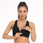 Women's Zip Front Sports Bra Wireless Post-Surgery Bra Active Yoga Sports Bras - Image 3