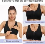 Women's Zip Front Sports Bra Wireless Post-Surgery Bra Active Yoga Sports Bras - Image 4
