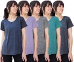 [5 Pack] Women’s Dry-Fit Wicking Crewneck T Shirts Activewear Running Yoga Workout Gym Tee Top - Image 4