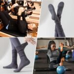 BISOUSOX Pilates Socks Slouch Scrunch Grip Socks, Yoga Grippy Barre Anti Slip Long Ankle Crew Sock for Women Hospital - Image 4