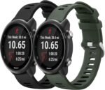 2 Pack Waterproof Bands Compatible with Garmin Forerunner 245/55 Watch Band, 20mm Replacement Strap for Forerunner 245 Music Watch Bands - Image 2
