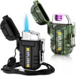 2 Pack Waterproof Lighter Outdoor Windproof Torch Lighters Dual Arc Butane Electric Lighters USB Rechargeable Lighters Flameless Plasma Lighter Camping Hiking Adventure Survival Tactical Gear - Image 2