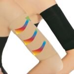 2 Pair Beauty Women Weight Loss Calories Slimming Arm Shaper Massager Lose Buster Wrap Belt Slimming Compression Arm Shaper Helps Tone Shape Upper Arms Sleeve, Black + Flesh Color - Image 2