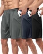 3 Pack Gym Basketball Mens Shorts - Quick Dry Black Workout Athletic Shorts with Pockets for Casual Running (S-6XL) - Image 2