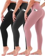 3 Pack Leggings for Women High Waisted No See-Through Tummy Control Soft Yoga Pants Womens Workout Athletic Running Leggings - Image 2