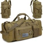 3 in 1 Tactical Gym Bag Backpack for Men 50-55L Expandable Travel Duffle Bag for Women Large Military Sport Duffel Bags Weekend Overnight with Shoe Compartment & Wet Pocket for Fitness, Brown - Image 2